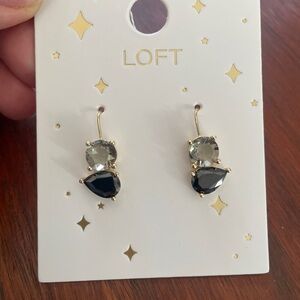 LOFT Black Gray Sparkle Pull Through Earrings